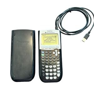 Texas Instruments TI-84 Plus Graphics Calculator Black Cover & Cord Tested